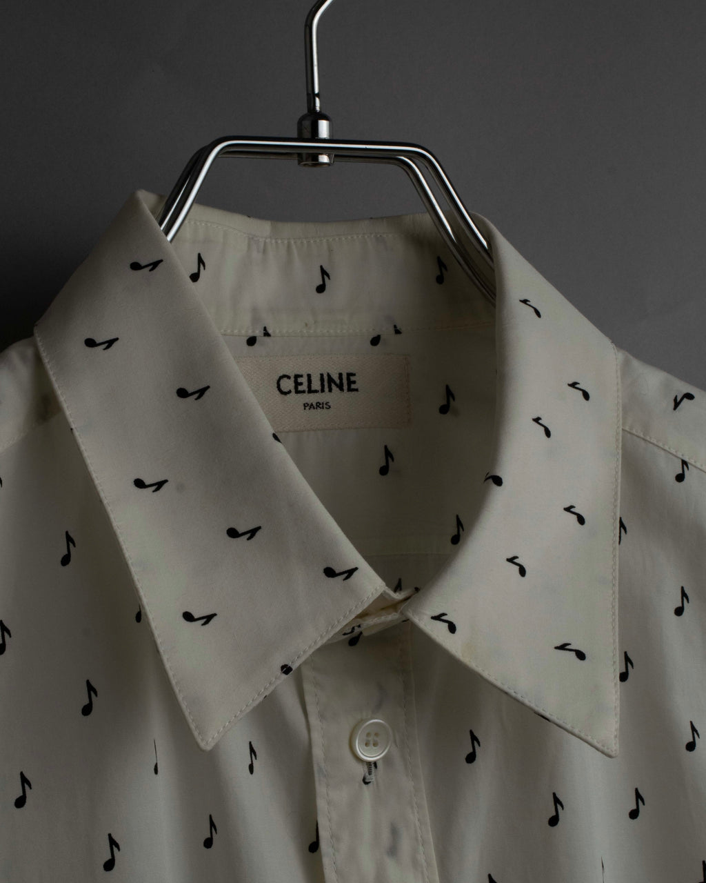 "CELINE" Musical note motif cotton shirt