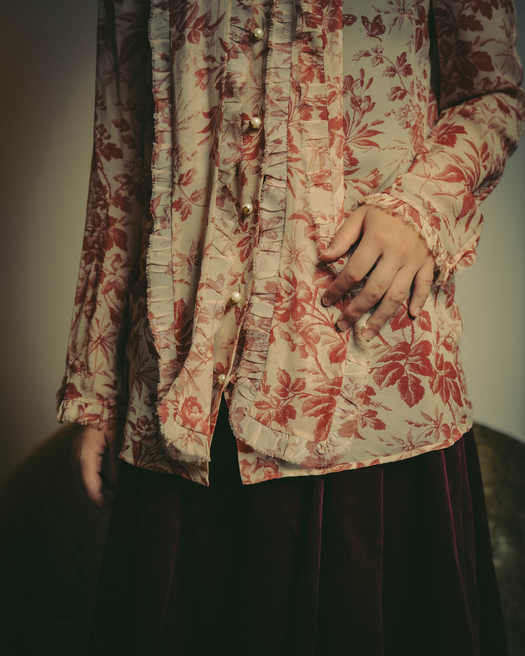 -SPECIAL- "GUCCI" 2010's-20's Romantic floral ruffle blouse