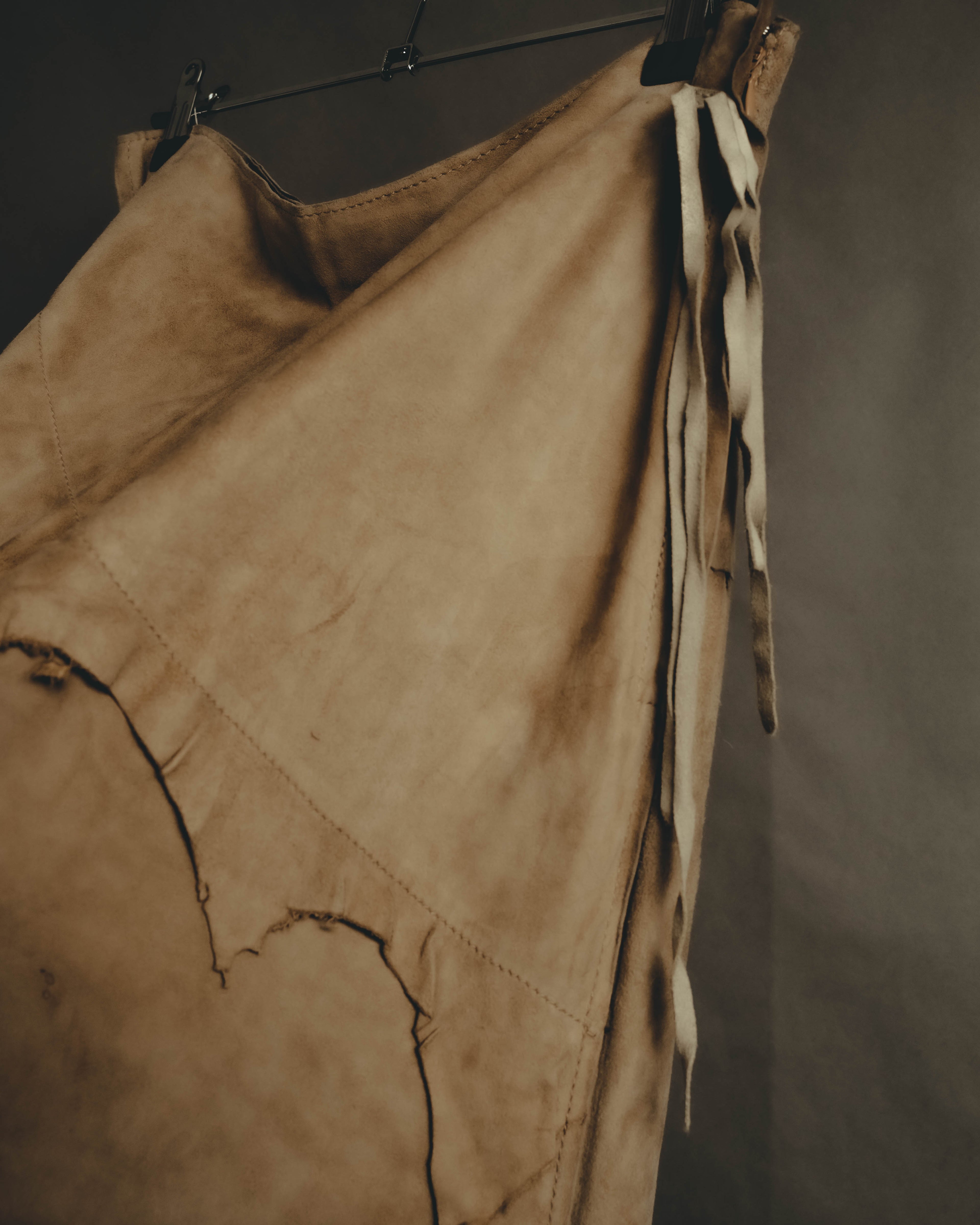 “DOLCE&GABBANA” 1999-2003 Distressed suede patchwork maxi skirt