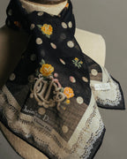 “Christian Dior” 90’s-00’s Romantic dot floral handkerchief scarf