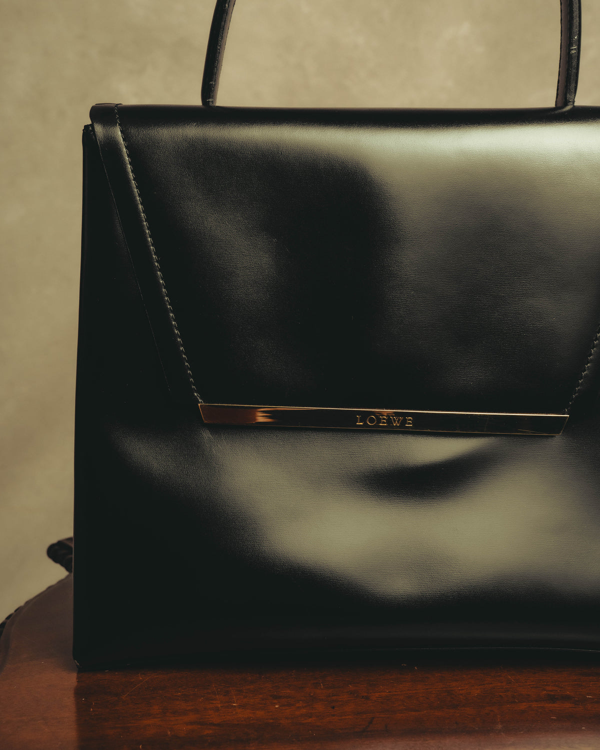 "LOEWE" 80's-90's Structured top-handle shoulder bag