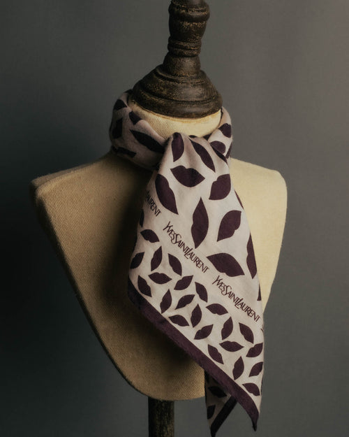 “Yves Saint Laurent” 80’s-90’s Leaf motif logo mini scarf