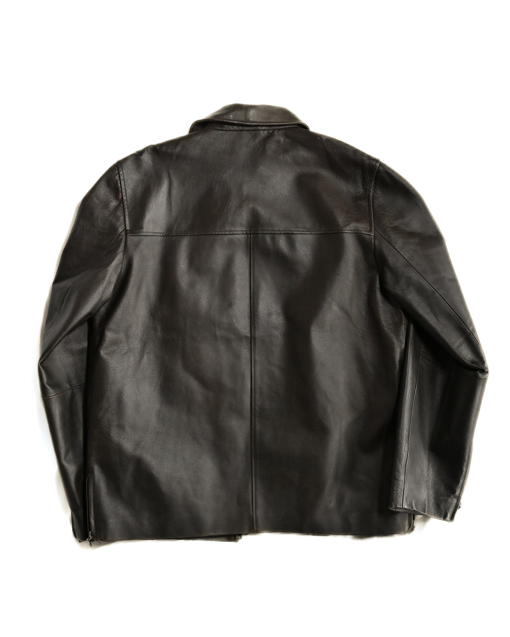 VINTAGE / Architectural Leather Jacket Dark Brown