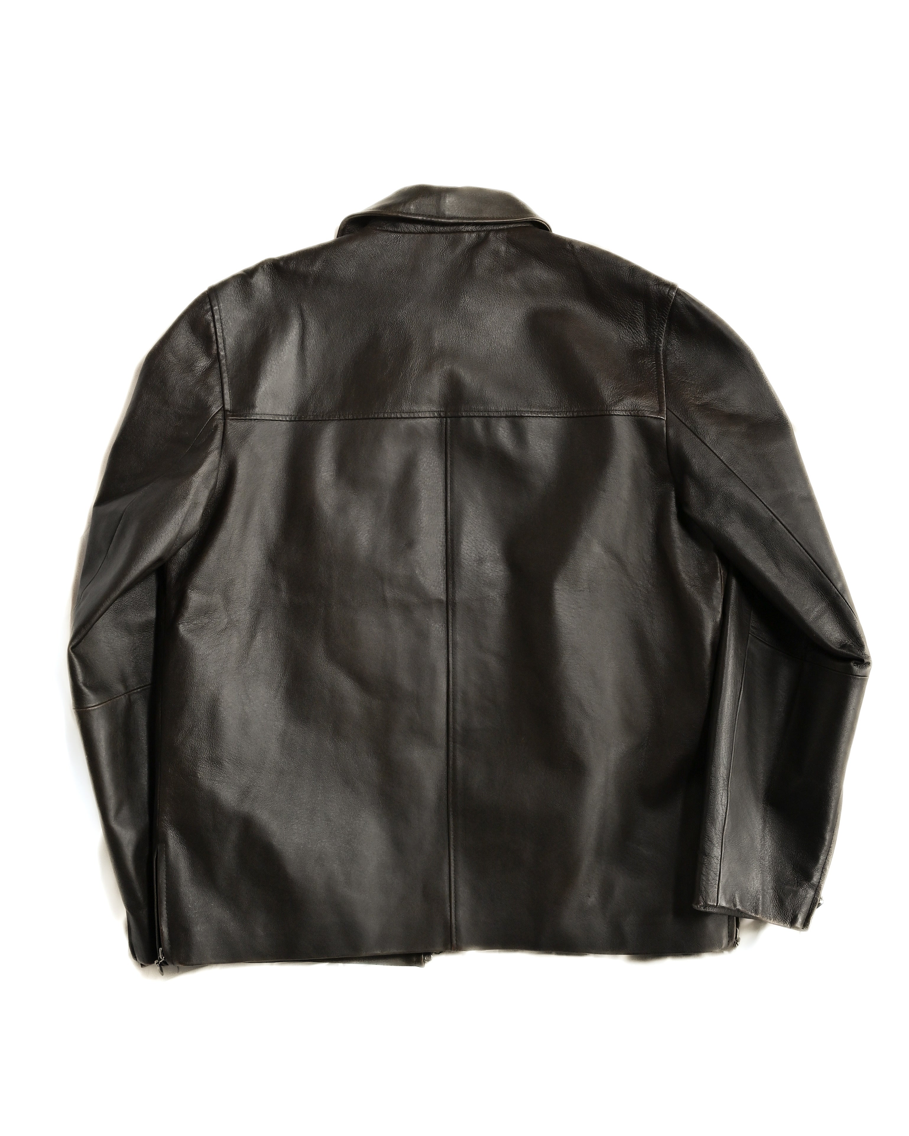 VINTAGE / Architectural Leather Jacket Dark Brown
