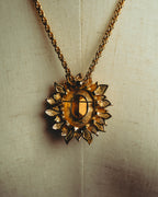 -SPECIAL- “Christian Dior” 80’s-90’s Sunburst amber glass pendant brooch