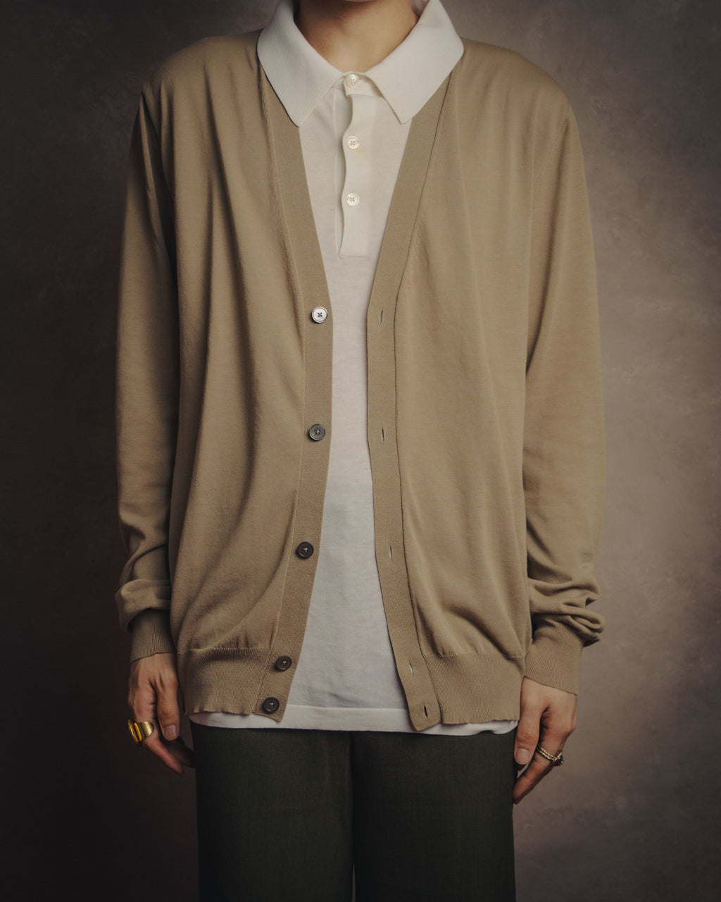 -SPECIAL- “HERMÈS” 90’s-00’s Trompe l’oeil cotton knit cardigan