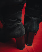 -SPECIAL- "Hermès" 90's-00's Margiela era fold-over black suede belt boots