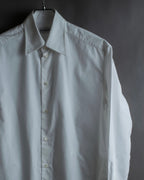 "BURBERRY" Wide collar embroidered emblem white shirt