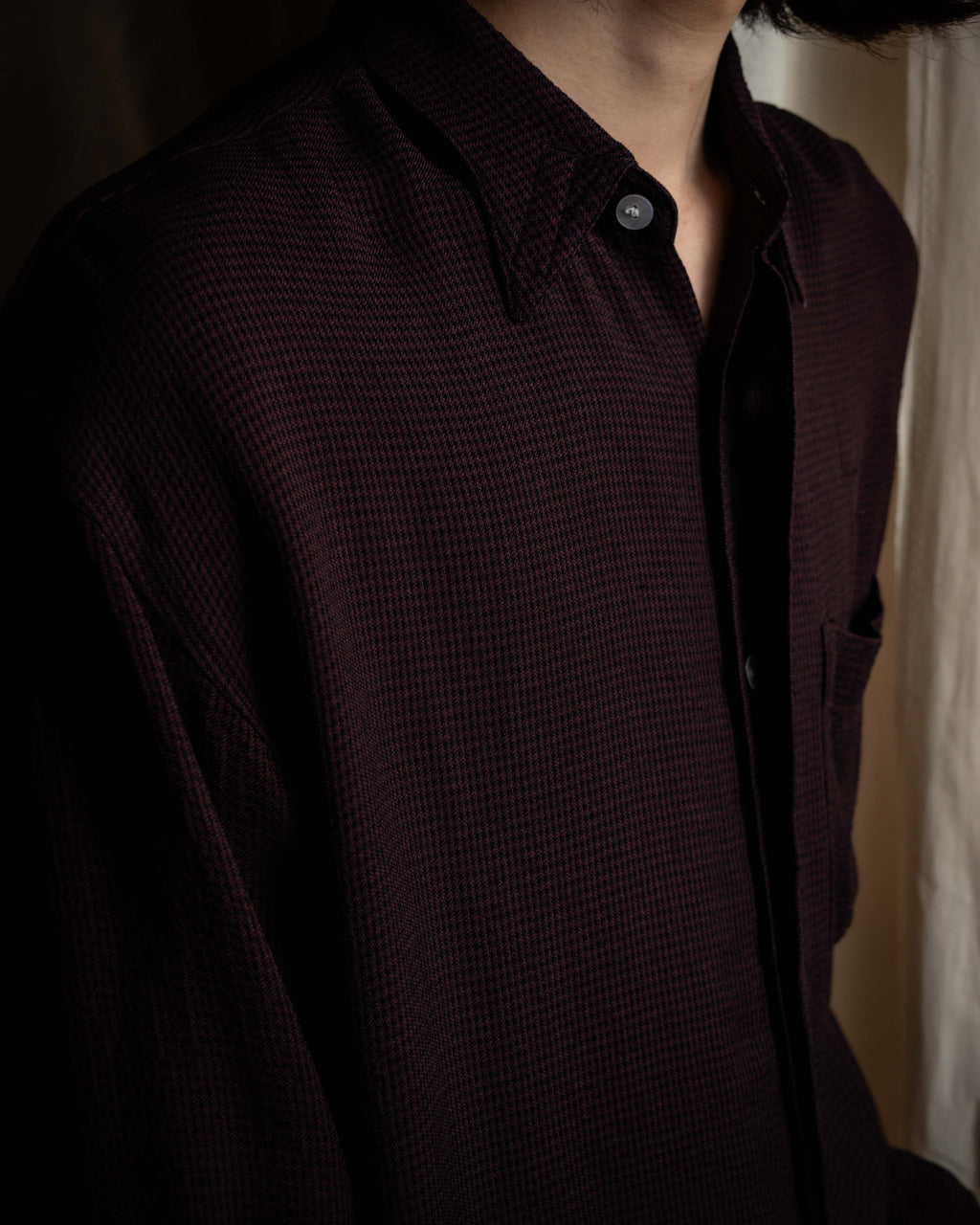 "JEAN PAUL GAULTIER" Draping form burgundy shirt