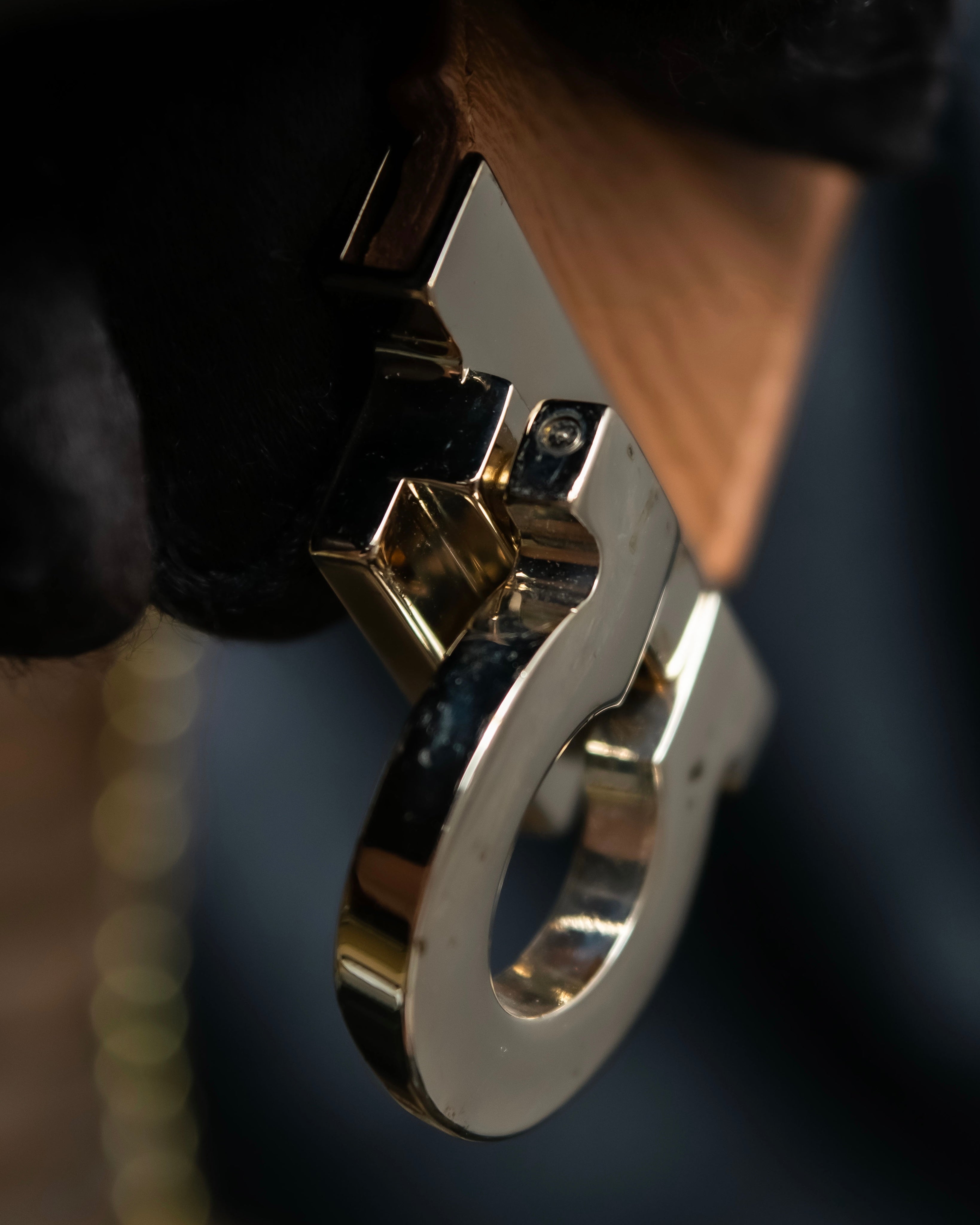 "Ferragamo" Gancini motif leather bangle