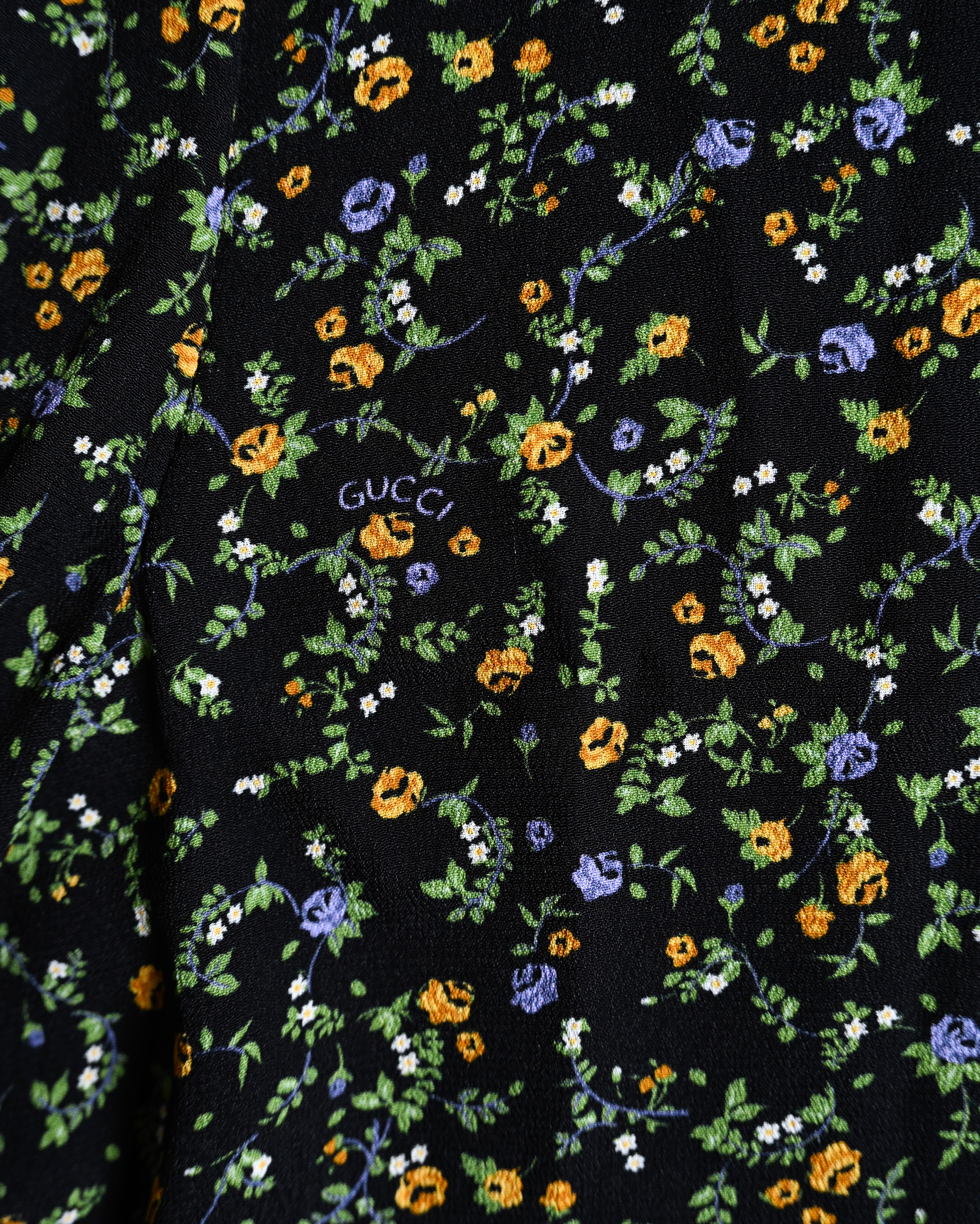 GUCCI × LIBERTY LONDON/ 2020AW Original Floral Pattern Fabric Ribbon Tie Button Down Shirt