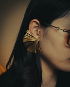 –SPECIAL– "SAINT LAURENT" 20's Sculptural triple palm leaf clip-on earrings