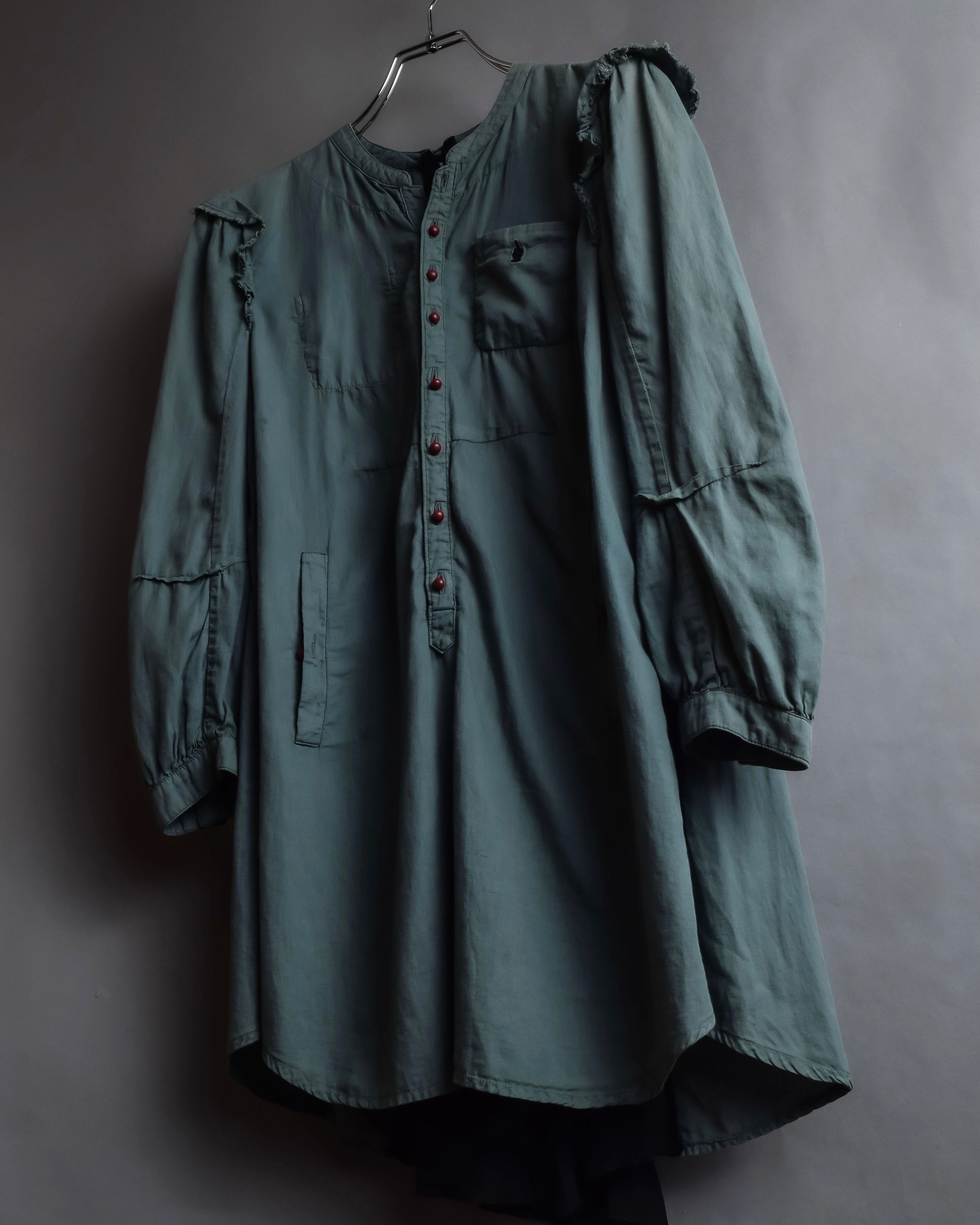 "UNDERCOVER" Raw edge frill design military-like shirt tunic