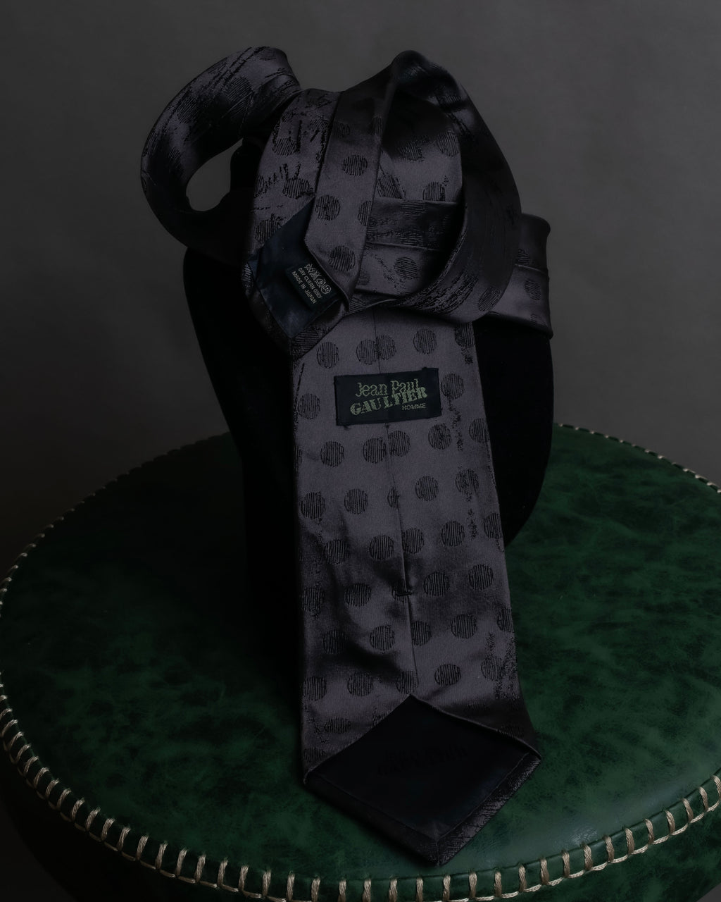 "JEAN PAUL GAULTIER HOMME" Geometric polka dot silk tie