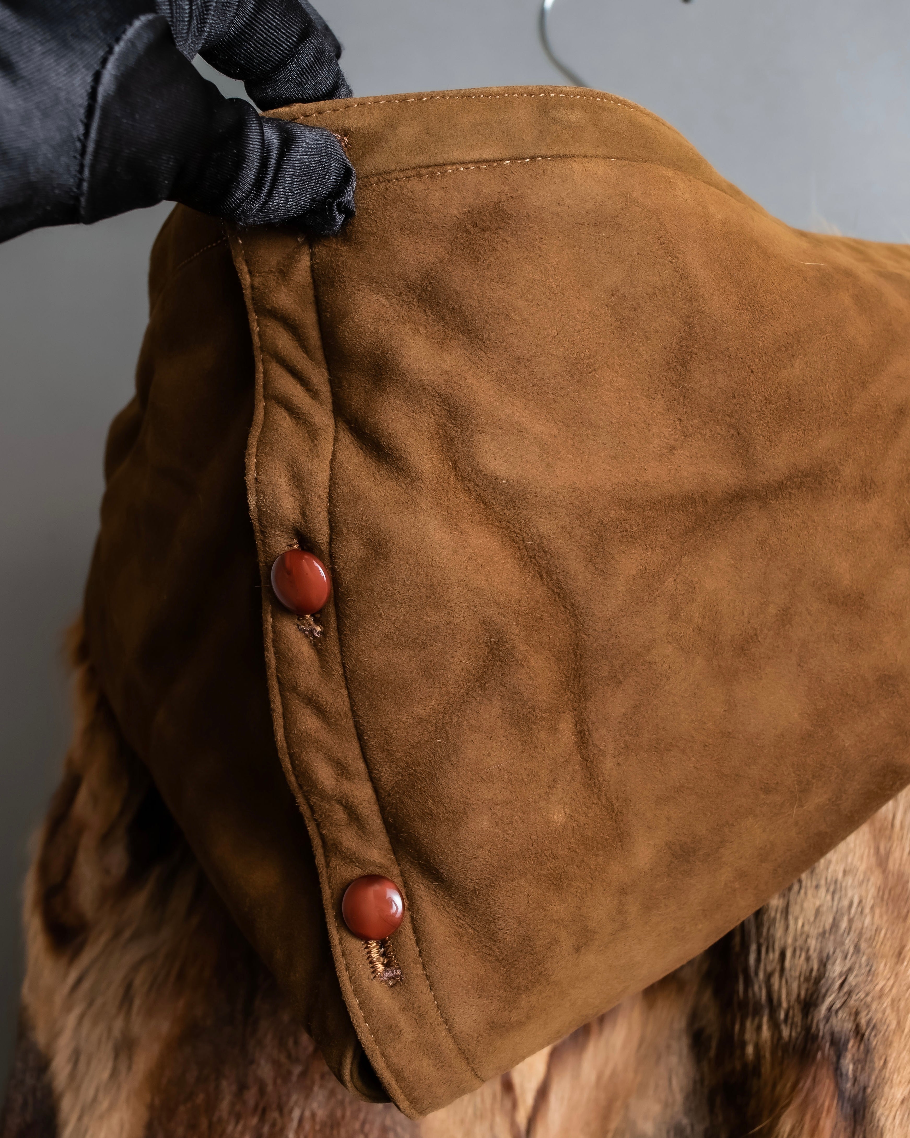 Vintage gradient fur hooded jacket