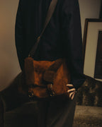 -SPECIAL- "Yves Saint Laurent" 00's Luxurious shearling double buckle messenger bag