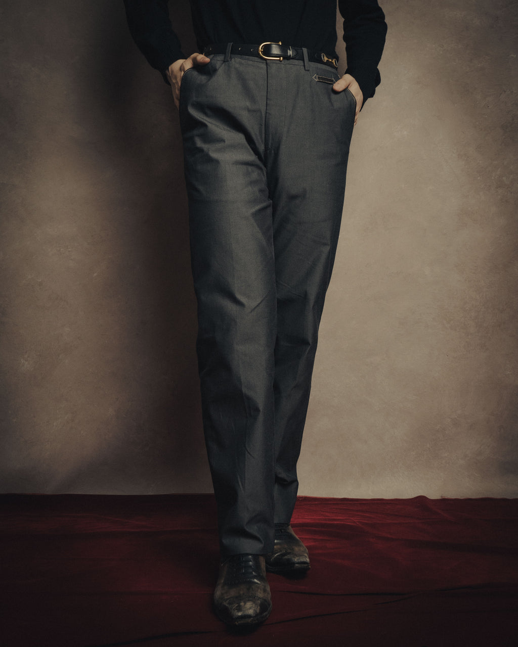 -SPECIAL- “HERMÈS” 1998-00’s Leather trimmed tailored trousers