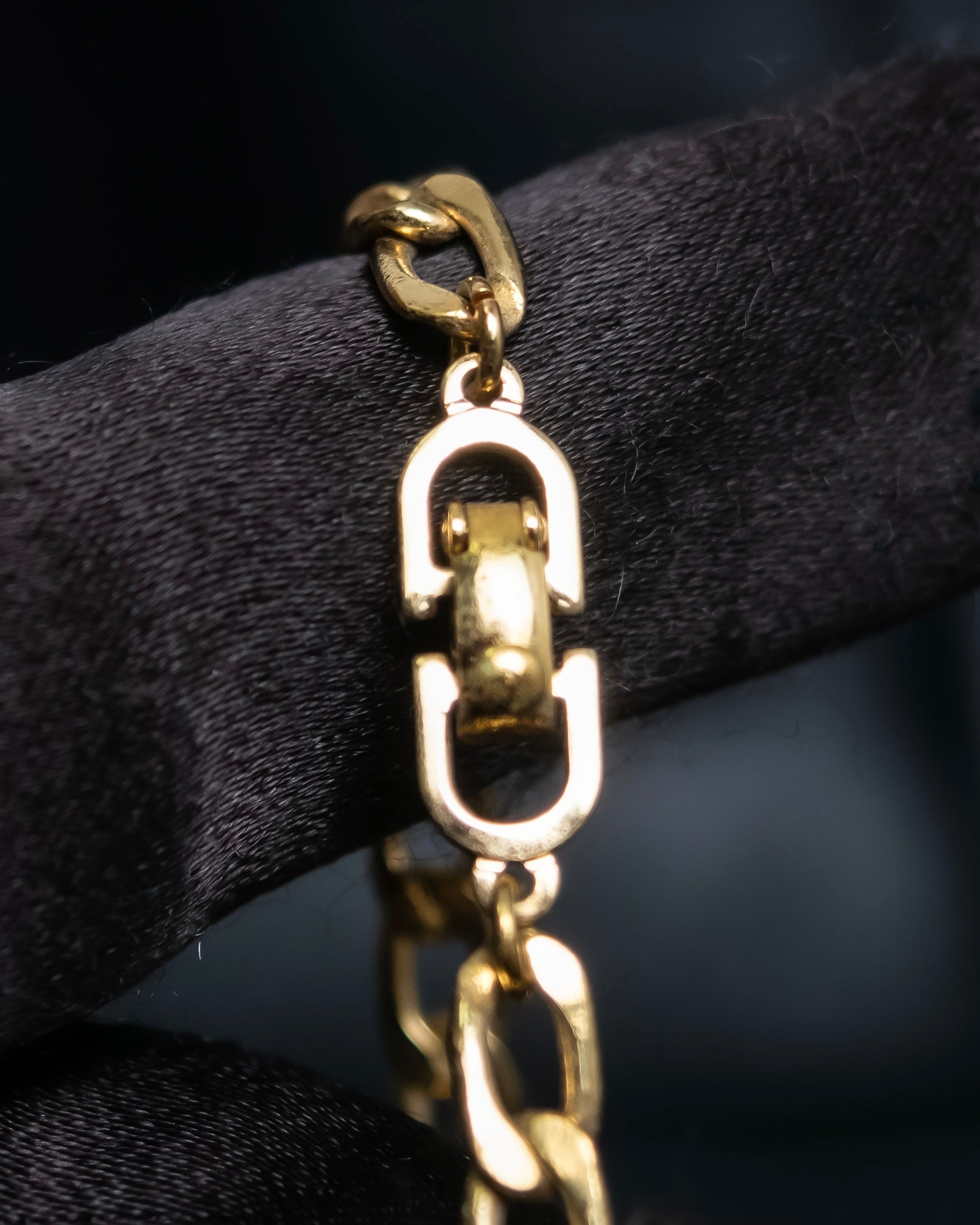 “Christian Dior” green & clear crystal designed gold chain bracelet