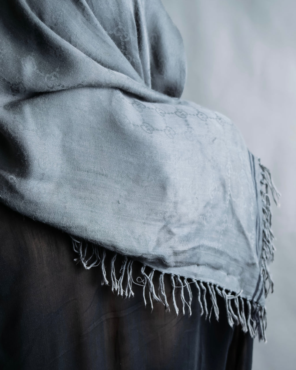 "GUCCI" GG pattern fringe detail scarf