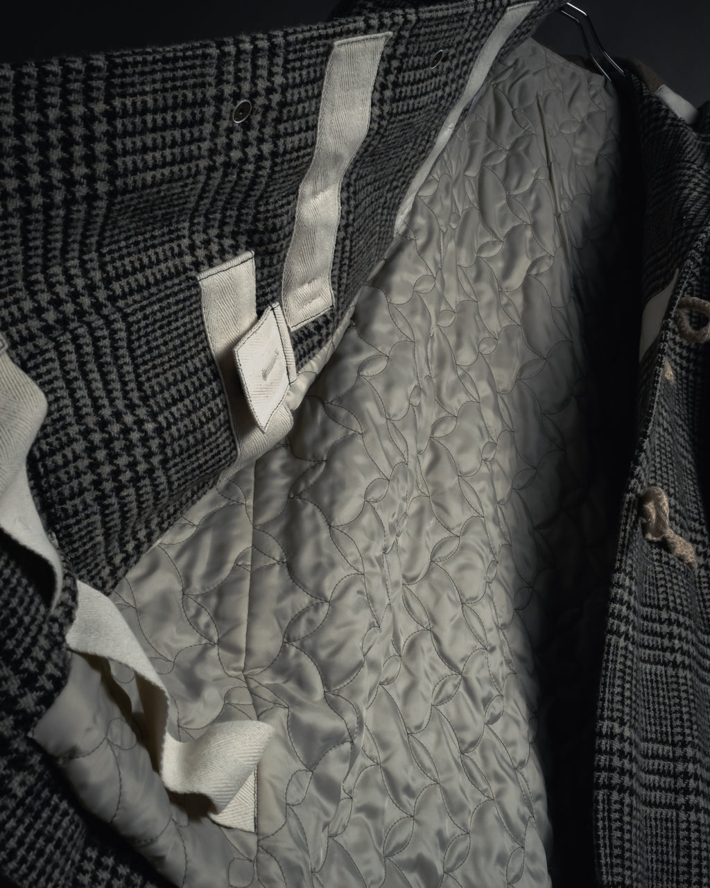 “Harris Tweed” Hooded plaid duffle coat