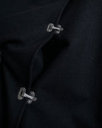 "CELINE" Hedi Slimane period metal buckle design long coat