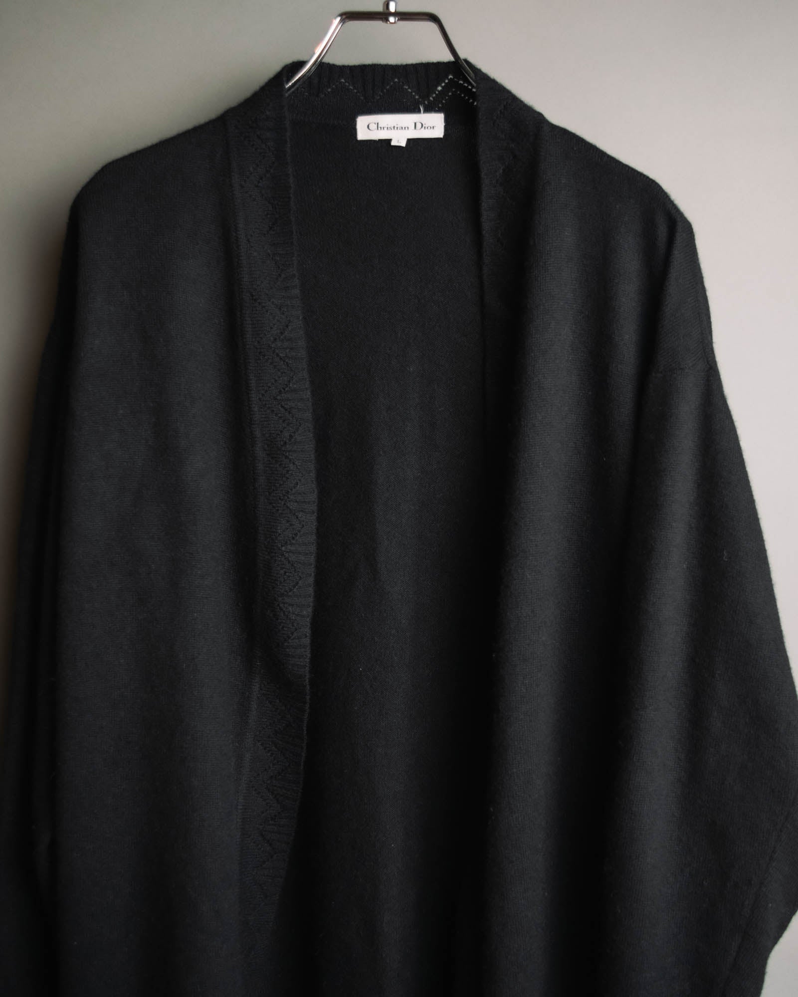 "Christian Dior" 90's-00's Open front wool silk pointelle knit cardigan