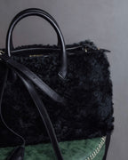 "BALENCIAGA" Padlock design shearling leather bag