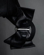 "GUCCI" Michele design ribbon crystal buckle pumps