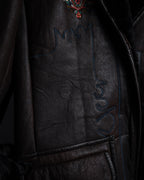 “KENZO” 80’s Folkloric shearling-lined leather long coat