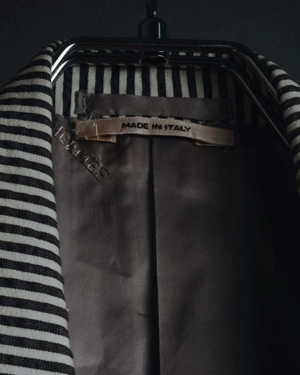 "HERMES" 00's striped stretch cotton tailored jacket