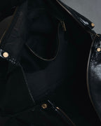 "CELINE" Leather double-pocket ring-hardware shoulder bag