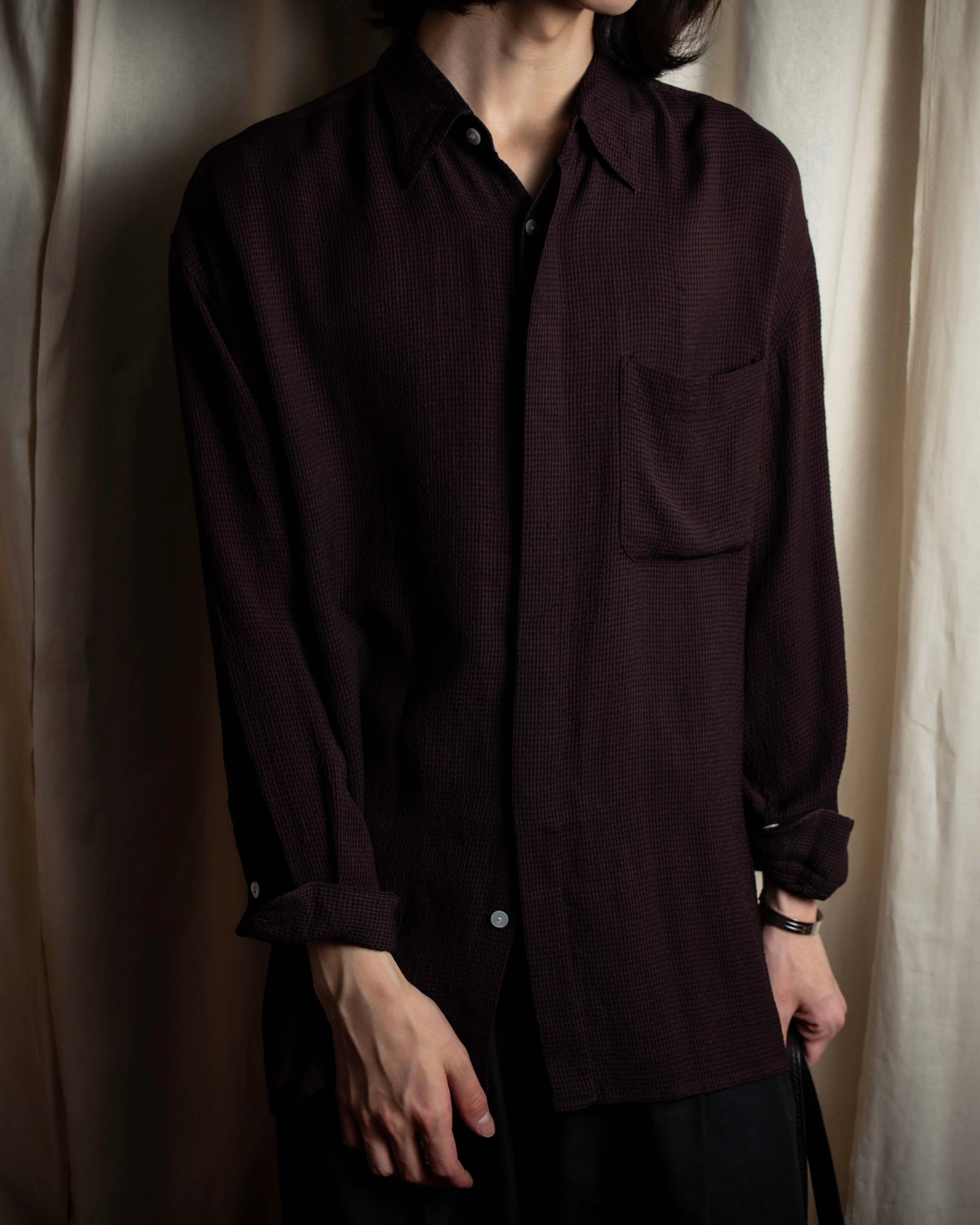 "JEAN PAUL GAULTIER" Draping form burgundy shirt
