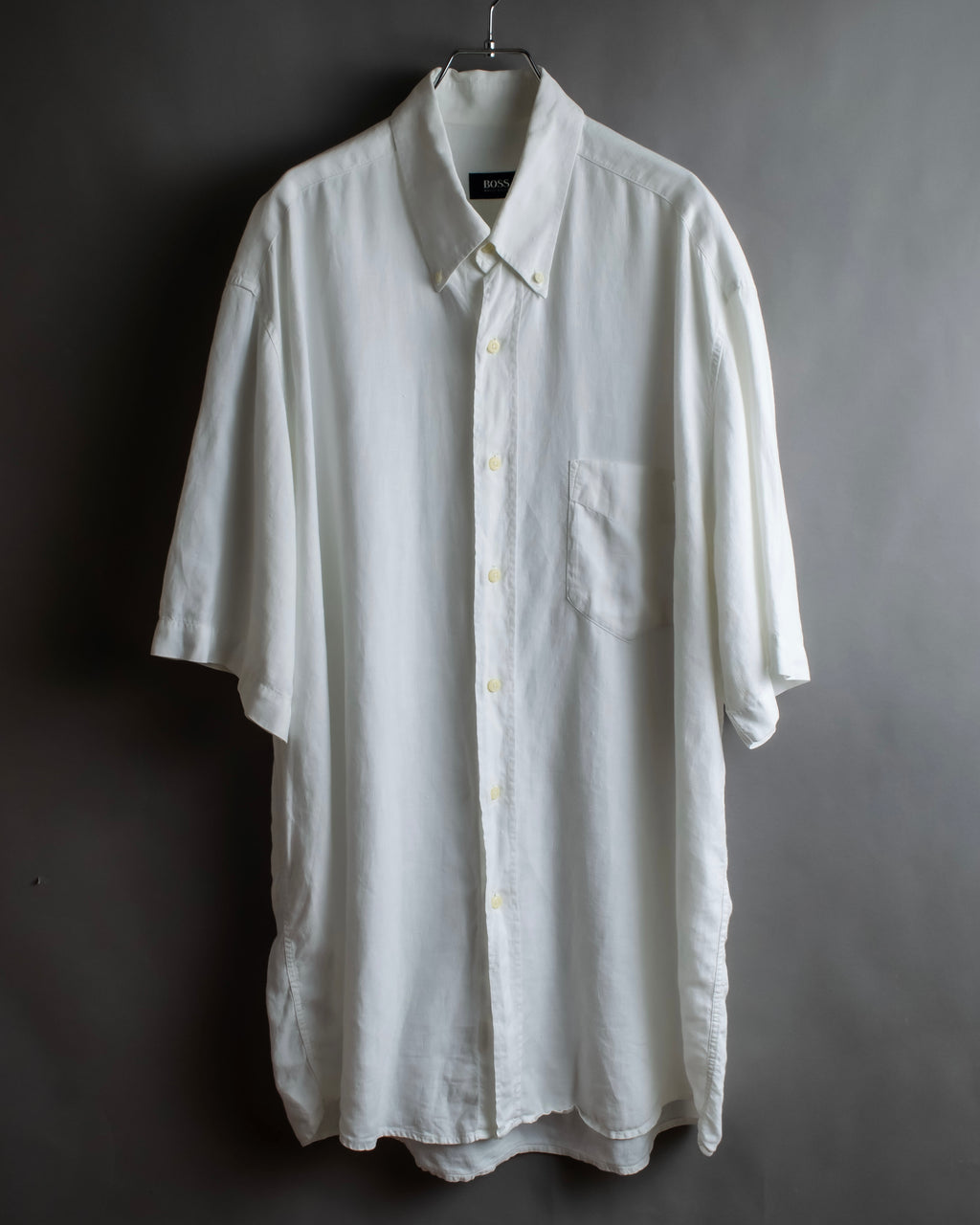 "HUGO BOSS" Linen oversized half sleeve button down shirt