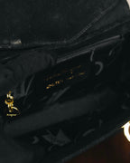 "Salvatore Ferragamo" 90's Black suede top handle handbag