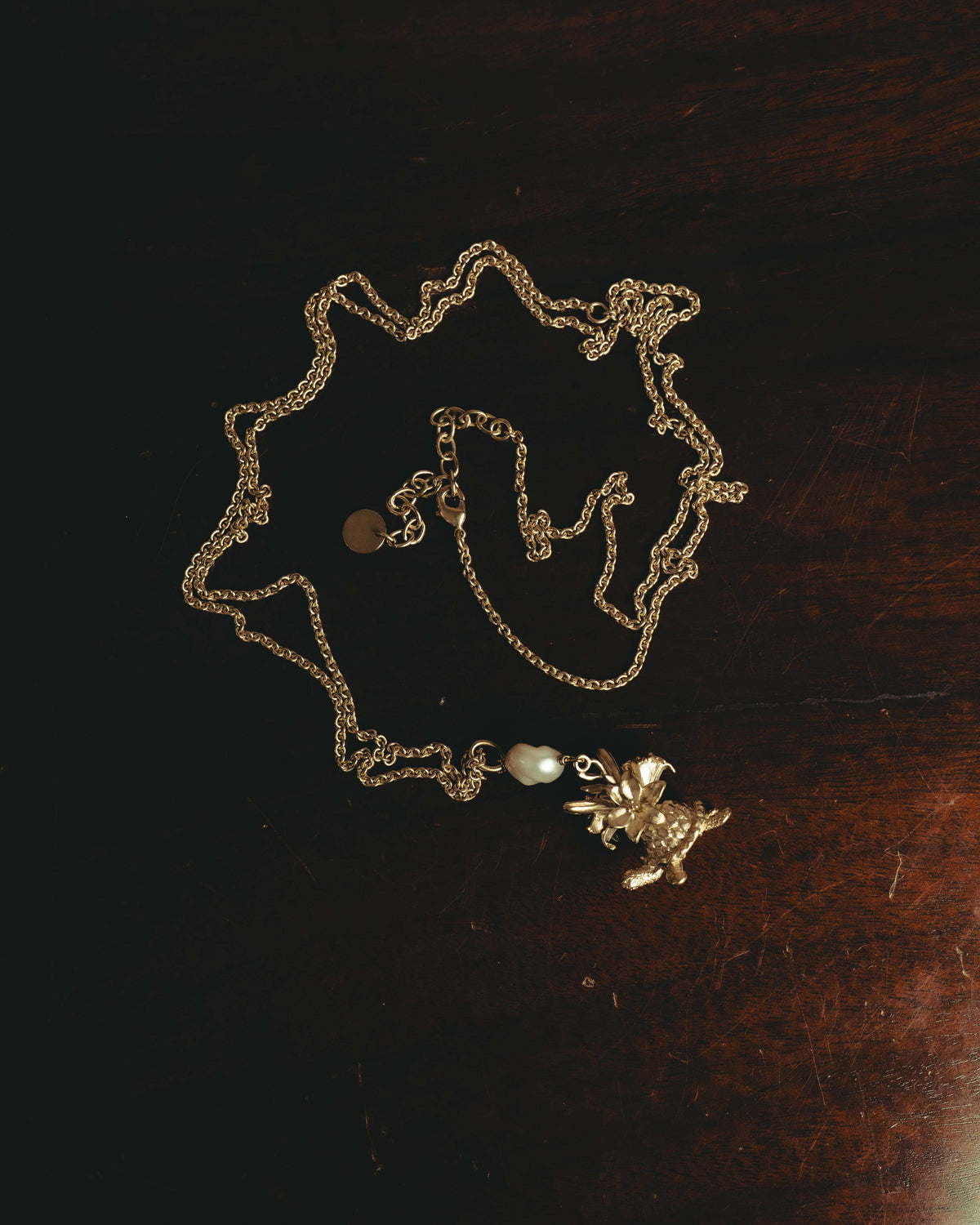 "DIOR" 20's Sculptural turtle long pendant necklace