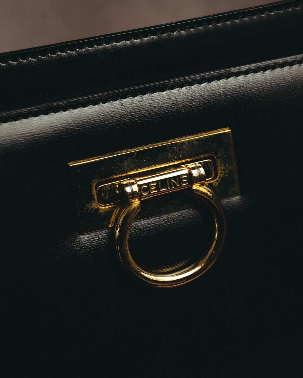 "CELINE" 70's-80's Structured leather top handle handbag
