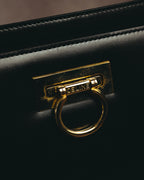 "CELINE" 70's-80's Structured leather top handle handbag