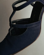 "PRADA" 90's-00's Dark navy t-strap pumps