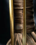 "Yves Saint Laurent" YSL logo plate gold necklace