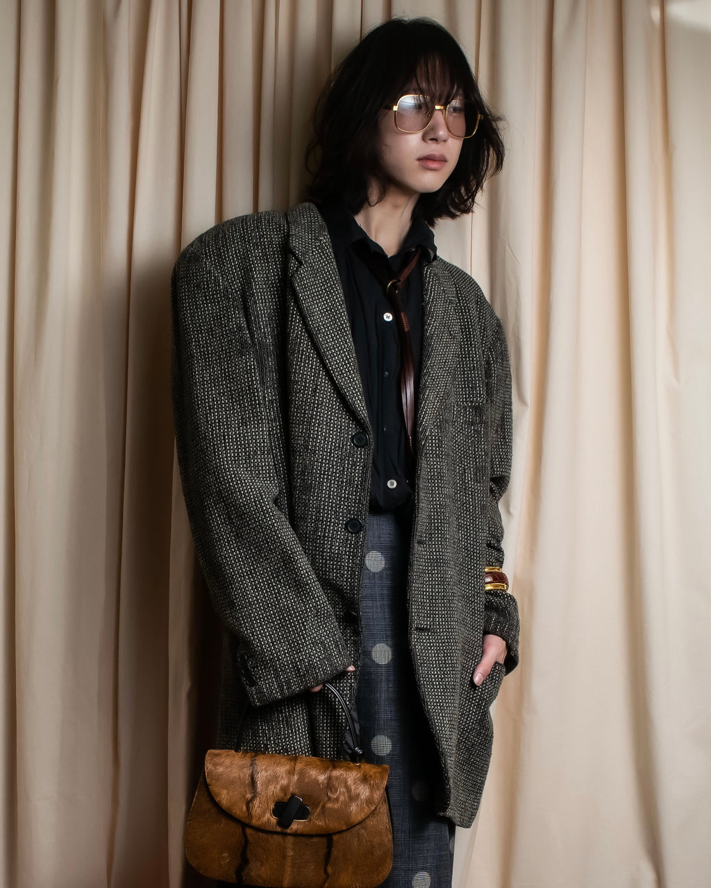 "PLEATS PLEASE ISSEY MIYAKE"
 Irregularly washed shirt jacket