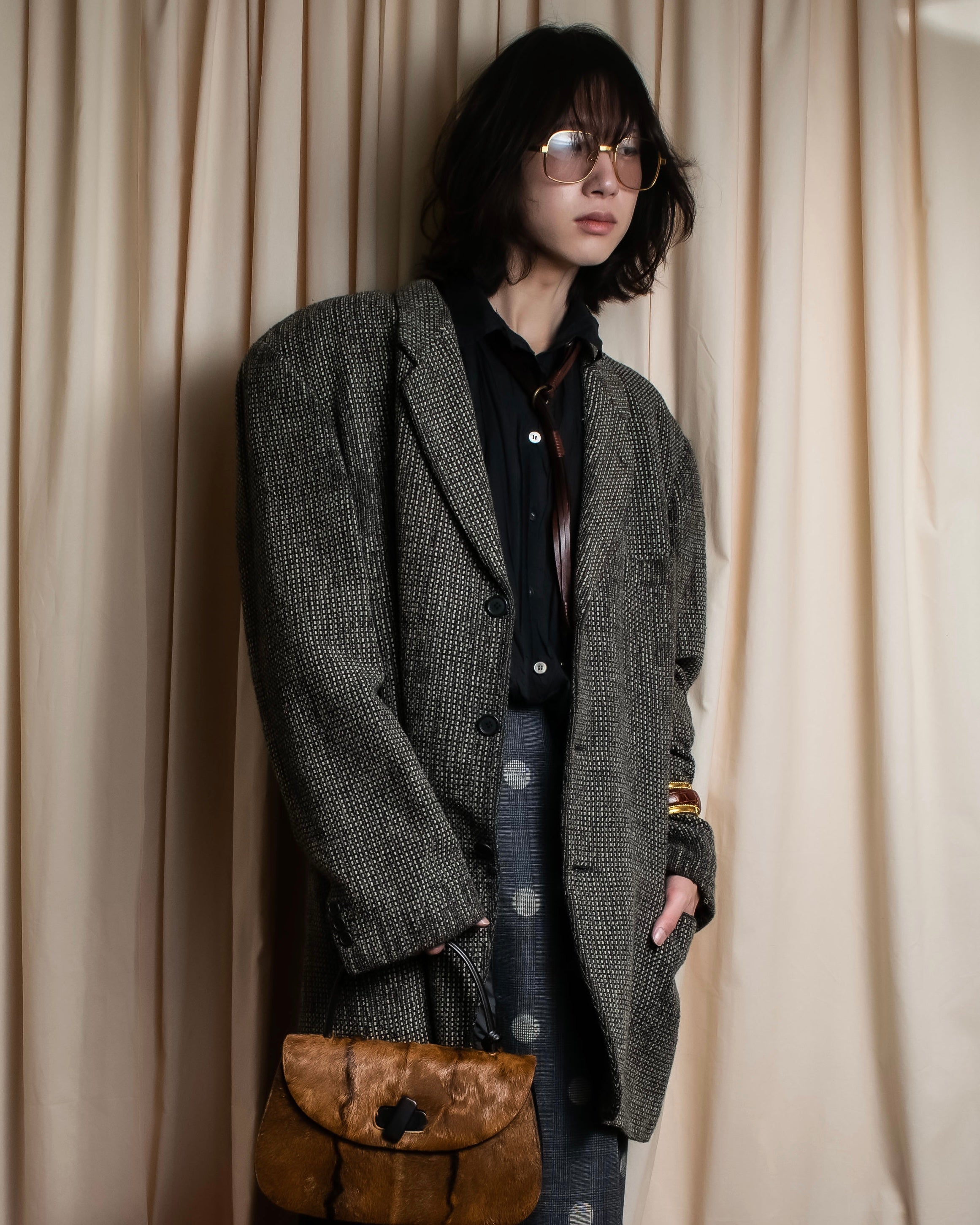 "PLEATS PLEASE ISSEY MIYAKE"
 Irregularly washed shirt jacket