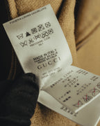 “GUCCI” 00’s-10’s Cashmere-blend leather-trimmed belted long coat