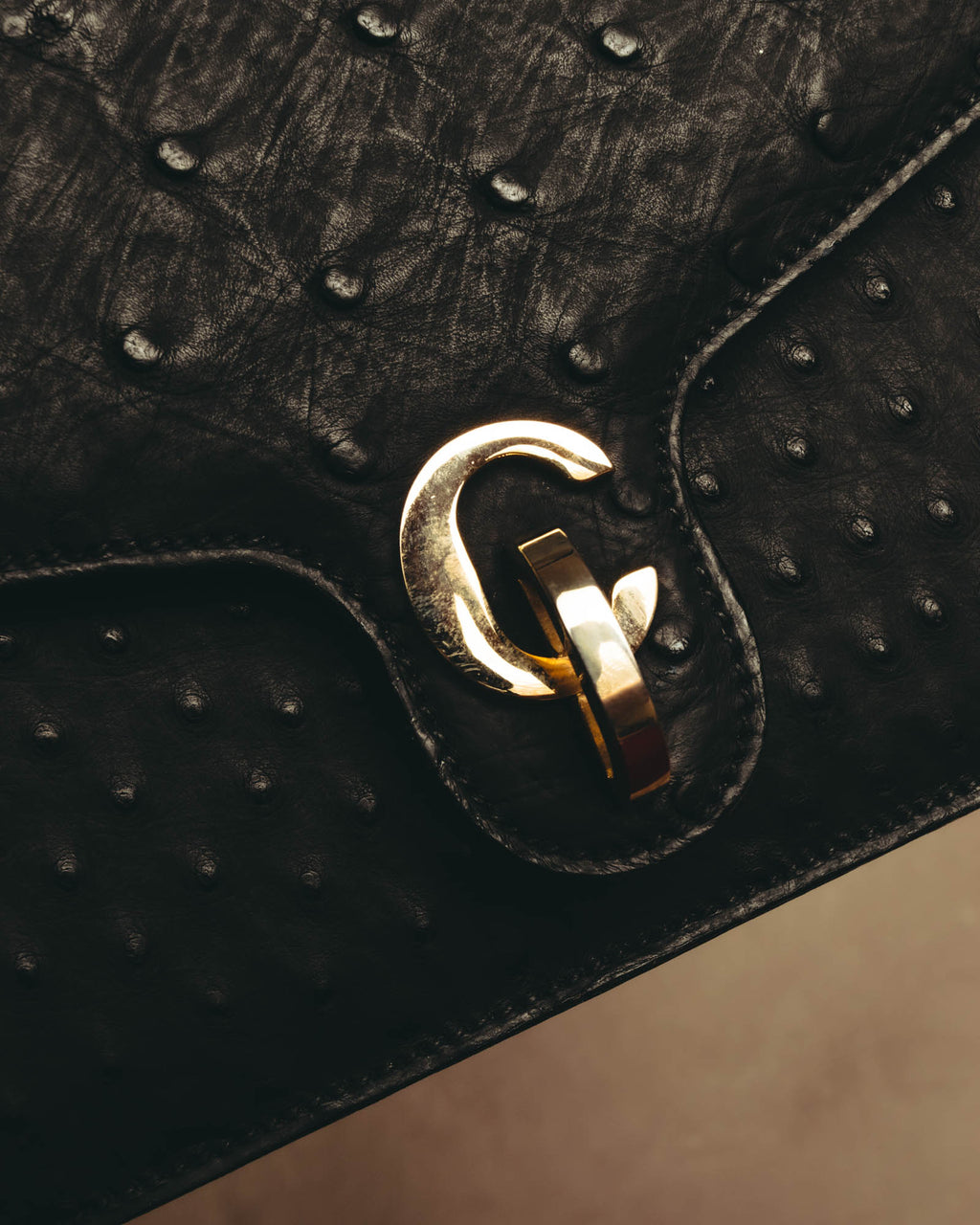 "Christian Dior" 70's-80's Ostrich textured leather handbag