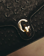"Christian Dior" 70's-80's Ostrich textured leather handbag