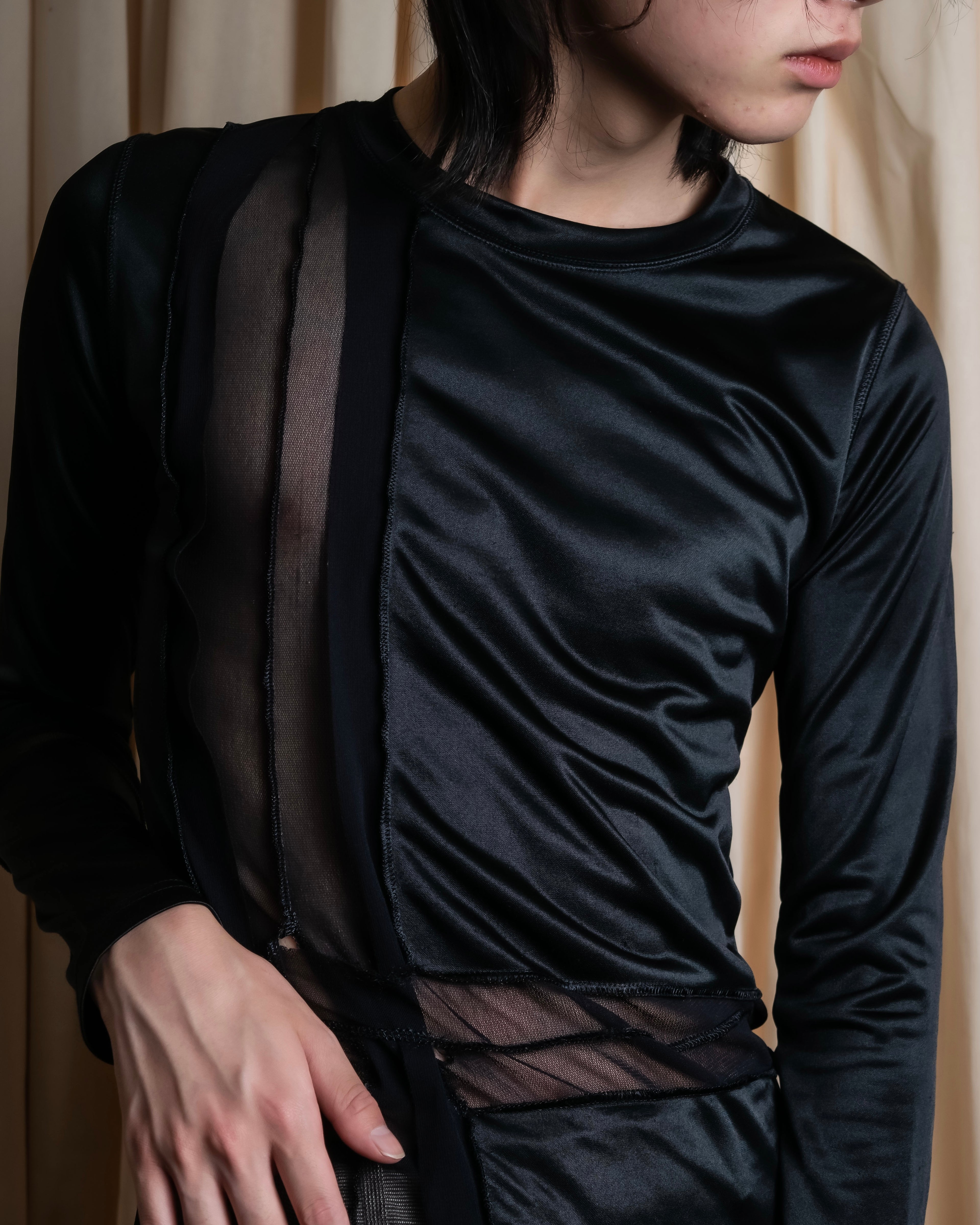 "JEAN PAUL GAULTIER FEMME" Sheer mixed material design pullover