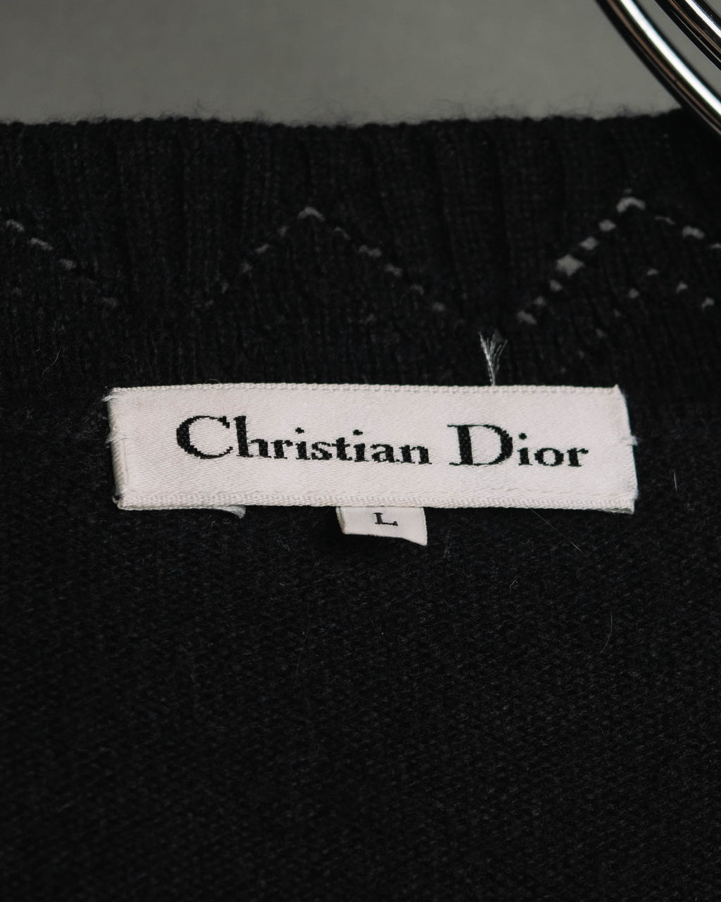 "Christian Dior" 90's-00's Open front wool silk pointelle knit cardigan