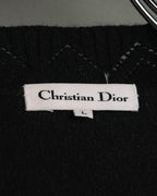 "Christian Dior" 90's-00's Open front wool silk pointelle knit cardigan
