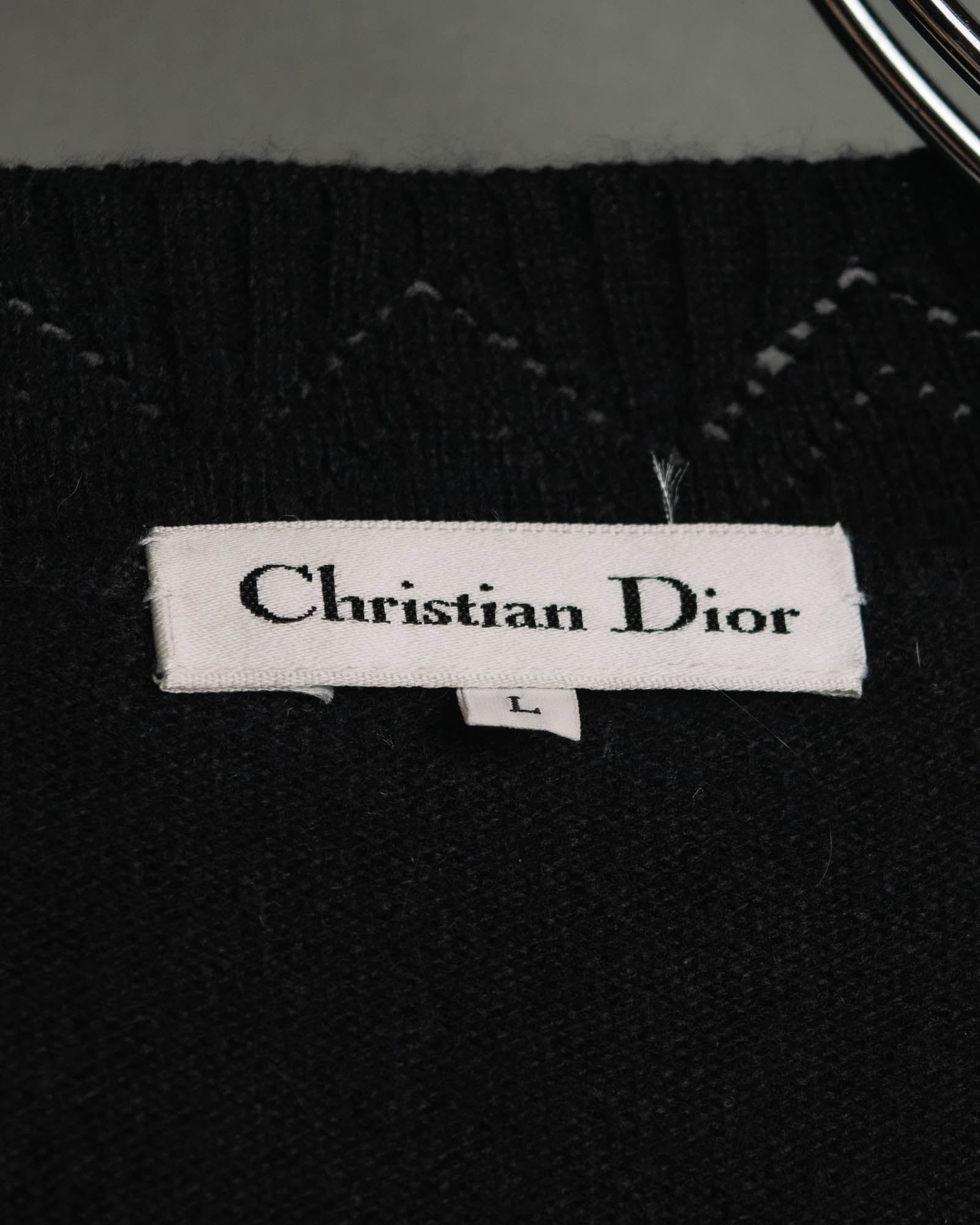 "Christian Dior" 90's-00's Open front wool silk pointelle knit cardigan