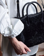 "BALENCIAGA" Padlock design shearling leather bag