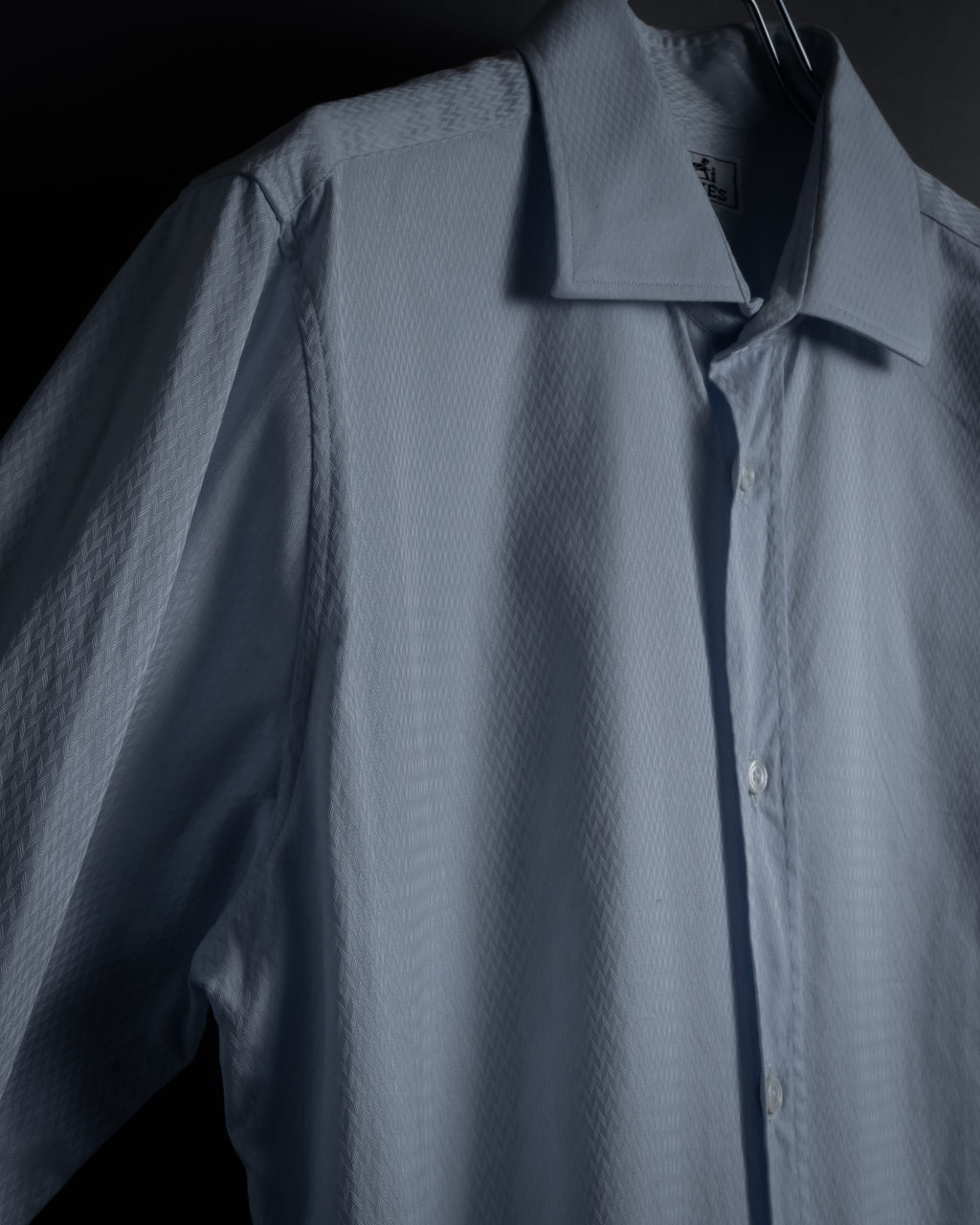 “HERMES” 80’s clou de selle-button jacquard dress shirt